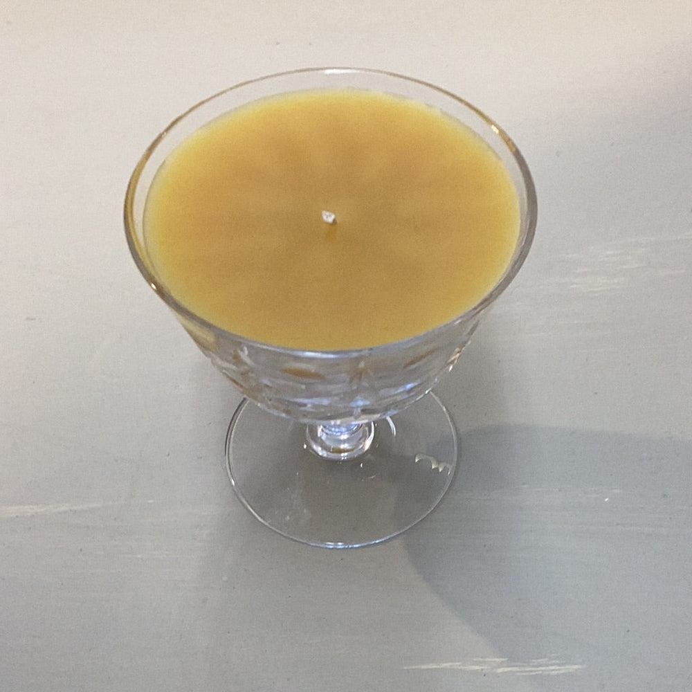 Beeswax Candle in Crystal Glass  And Porcelan