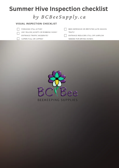 
                  
                    Hive Inspection Checklist – Seasonal Beekeeping Guide (PDF Download)
                  
                