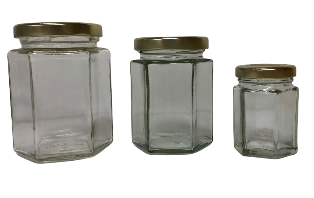 Jar, Hex-shaped, Glass, 12-pack